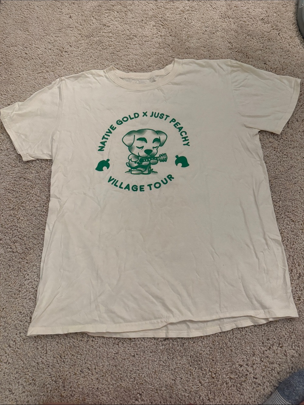 Animal Crossing Village Tour Graphic Tee - Cream/Green NativeGold Just Peachy